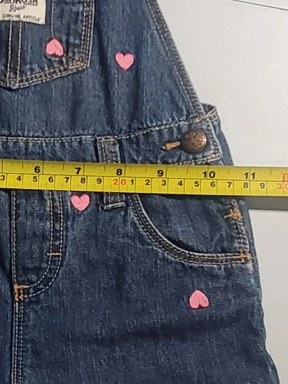 Oshkosh B’gosh Heart Embroidered Denim Shortalls sz 24 months